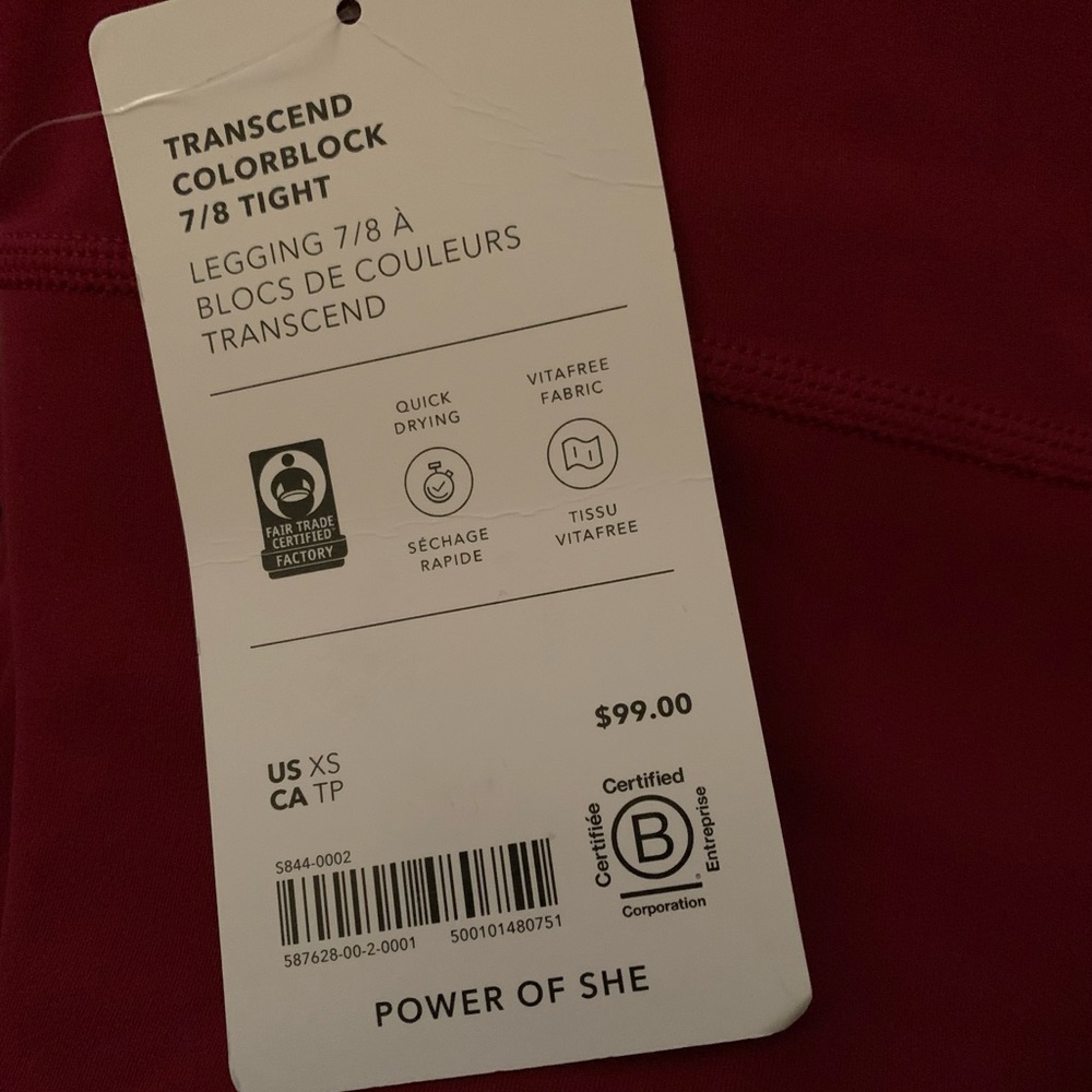 Athleta Transcend Colorblock Tights SZ XS NWT - Picture 5 of 5